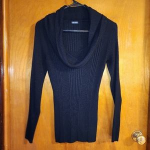 Black fitted cowlneck sweater